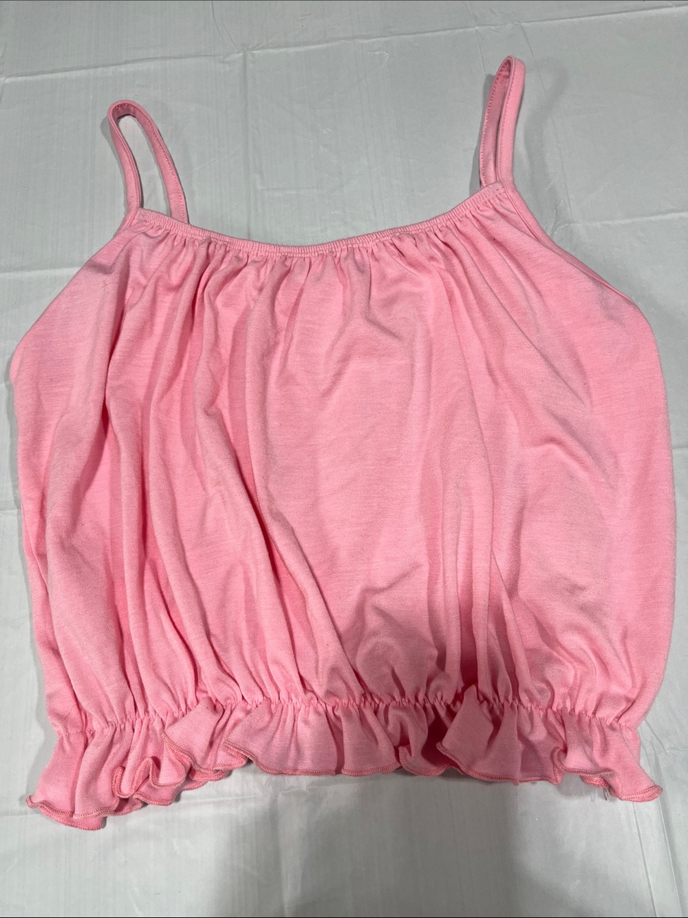Pink Drawstring Ruffle Hem Cami Top - Picture 4 of 7